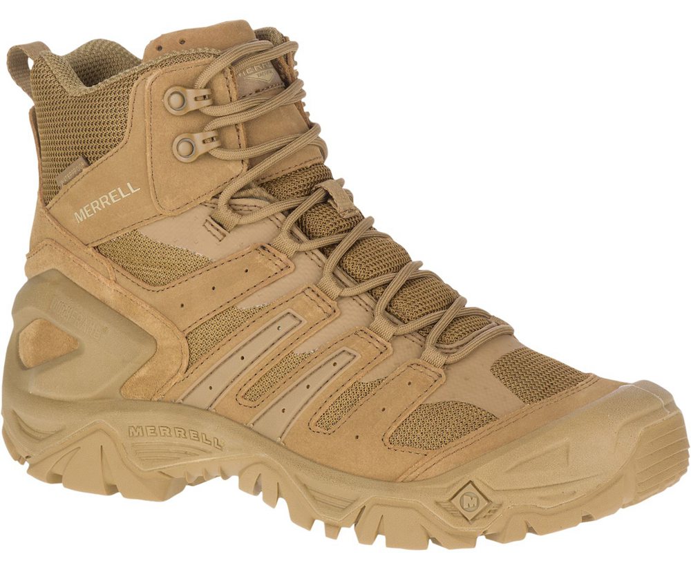 Merrell Boots Khaki - Strongfield Tactical 6\" Waterproof - Mens 05WZFMQJT